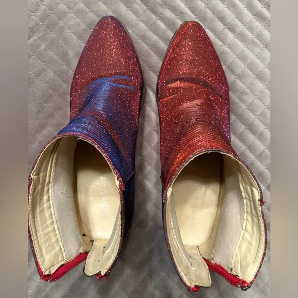 Nine City Vintage Red Sparkly Dorothy Boots Wizard of Oz Ruby Slippers Ankle - Picture 2 of 5
